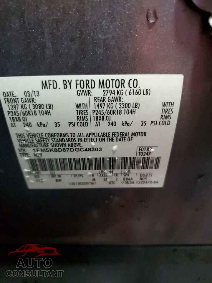 FORD EXPLORER 2013 - 1FM5K8D87DGC48303