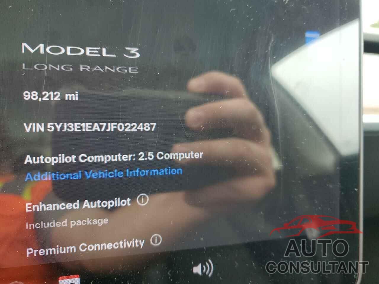 TESLA MODEL 3 2018 - 5YJ3E1EA7JF022487