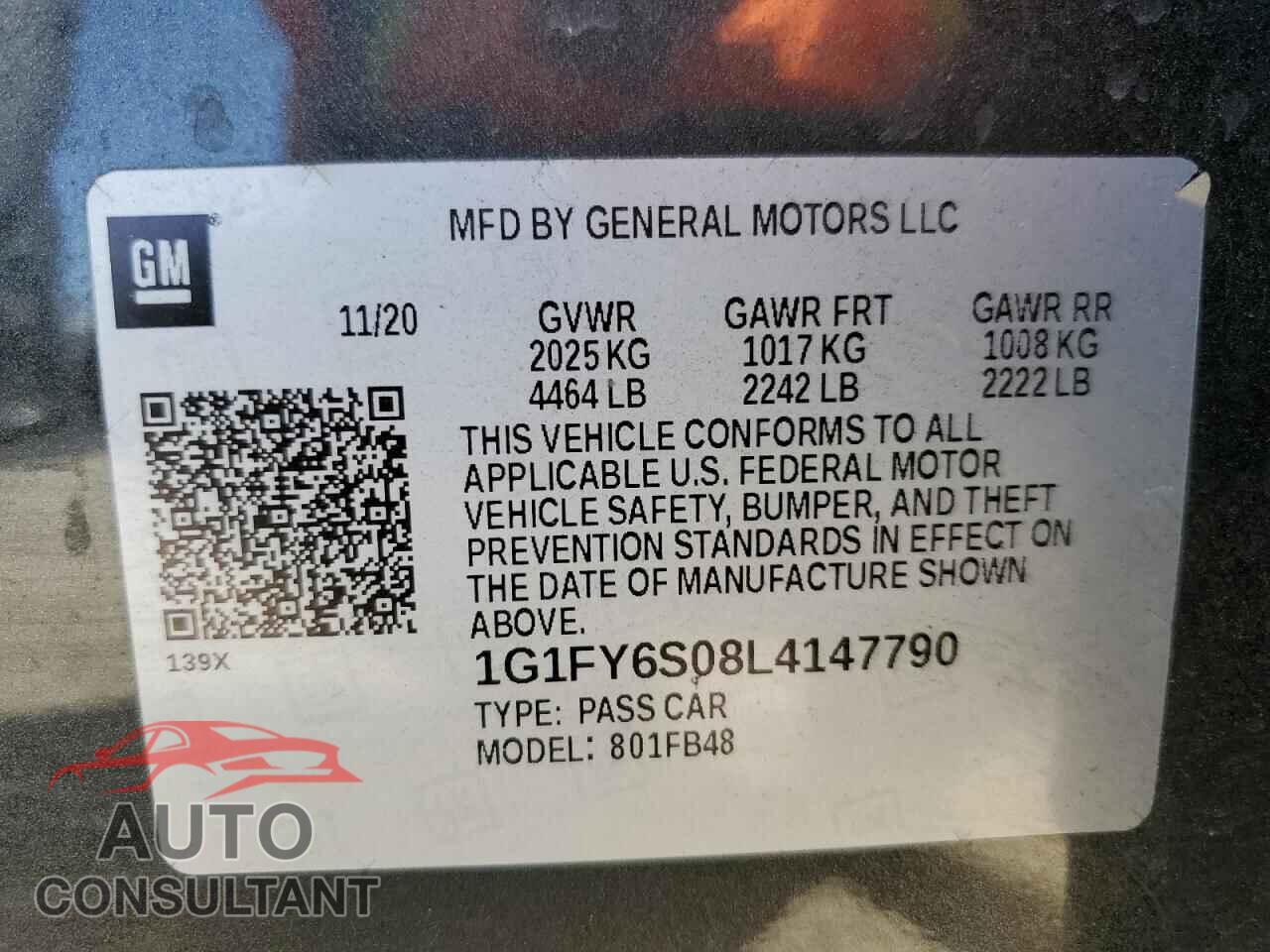 CHEVROLET BOLT 2020 - 1G1FY6S08L4147790
