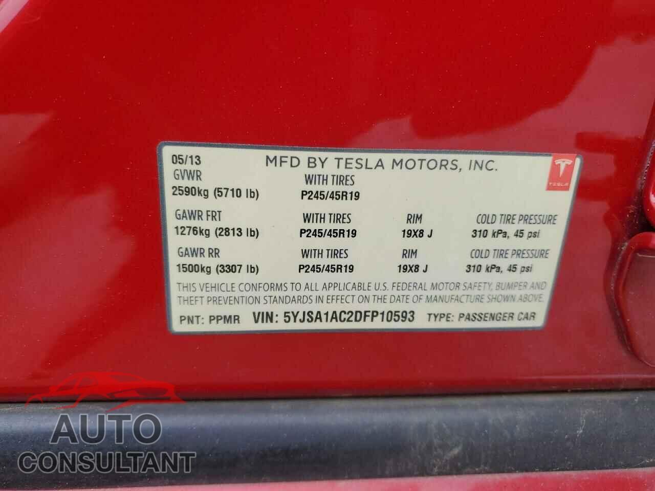 TESLA MODEL S 2013 - 5YJSA1AC2DFP10593