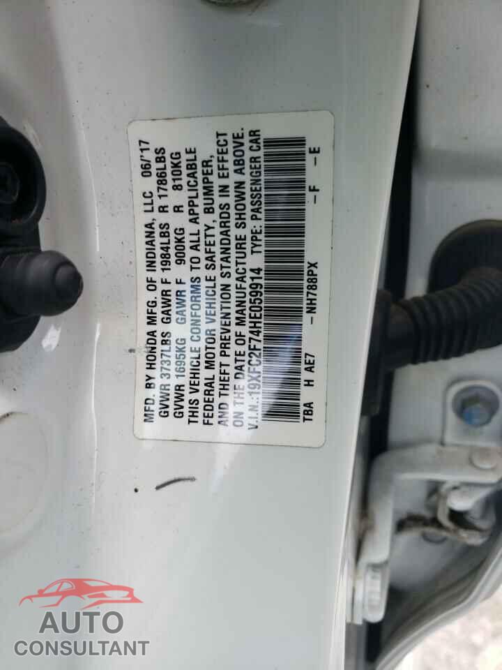 HONDA CIVIC 2017 - 19XFC2F74HE059914