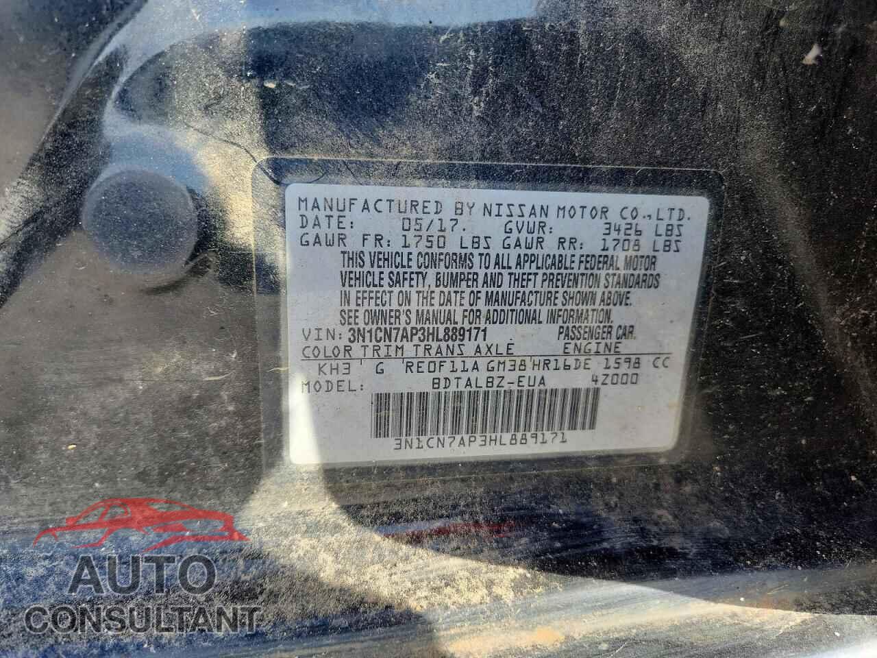 NISSAN VERSA 2017 - 3N1CN7AP3HL889171
