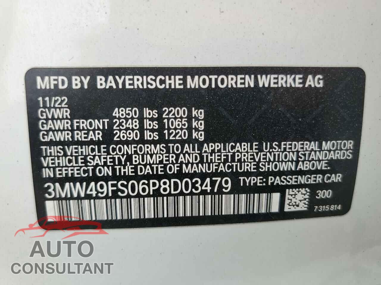 BMW M3 2023 - 3MW49FS06P8D03479