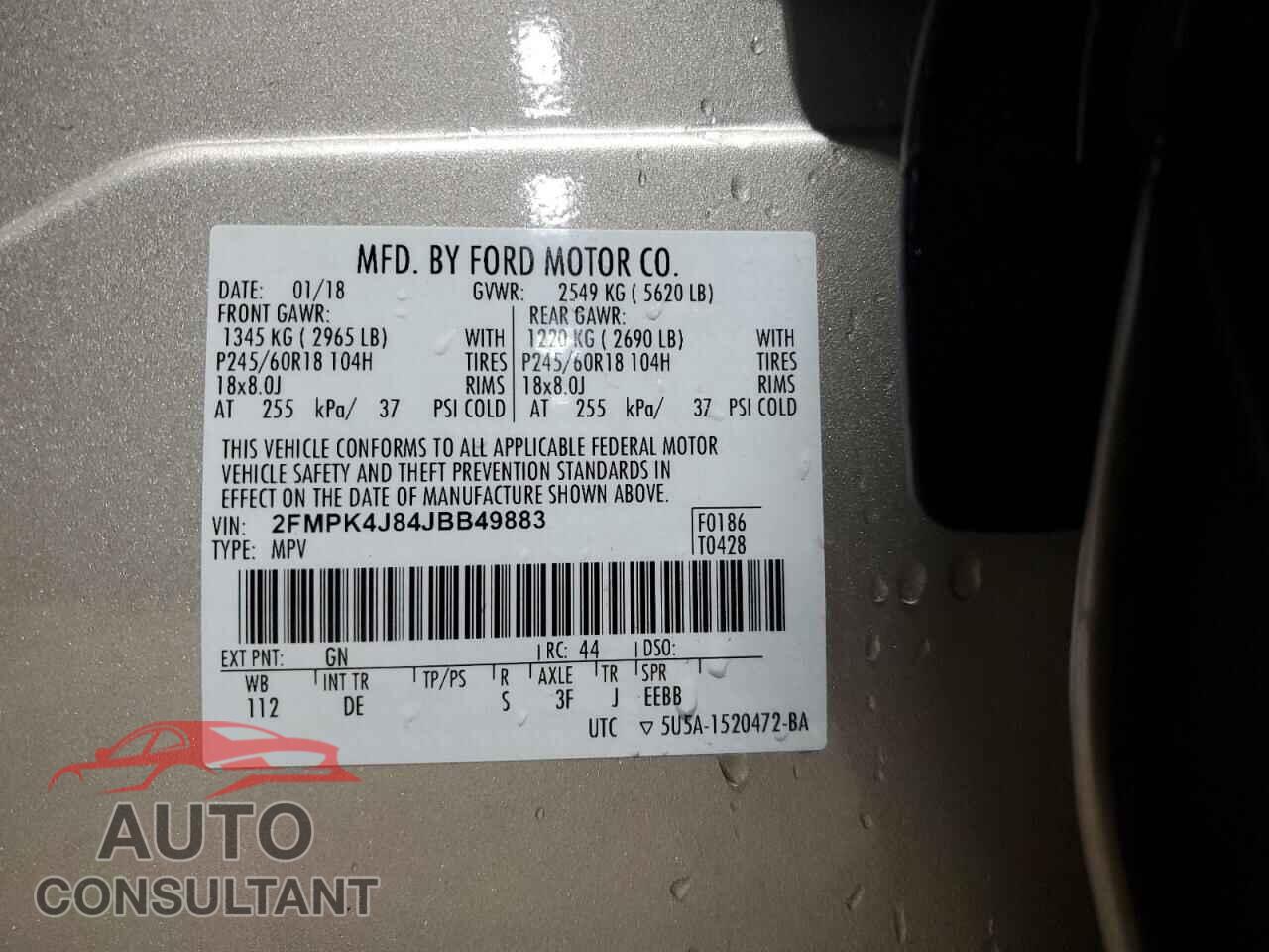 FORD EDGE 2018 - 2FMPK4J84JBB49883