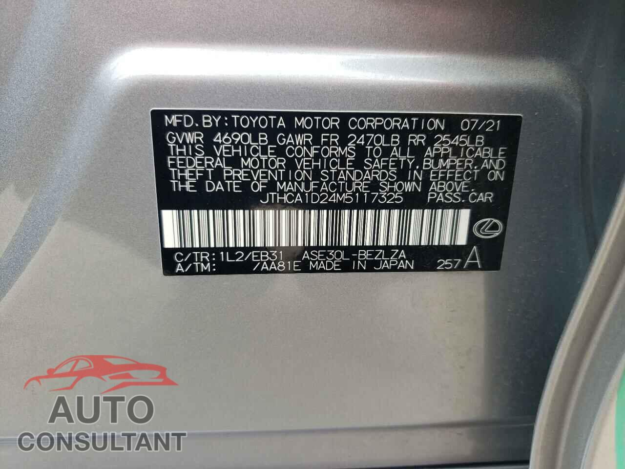 LEXUS IS 2021 - JTHCA1D24M5117325