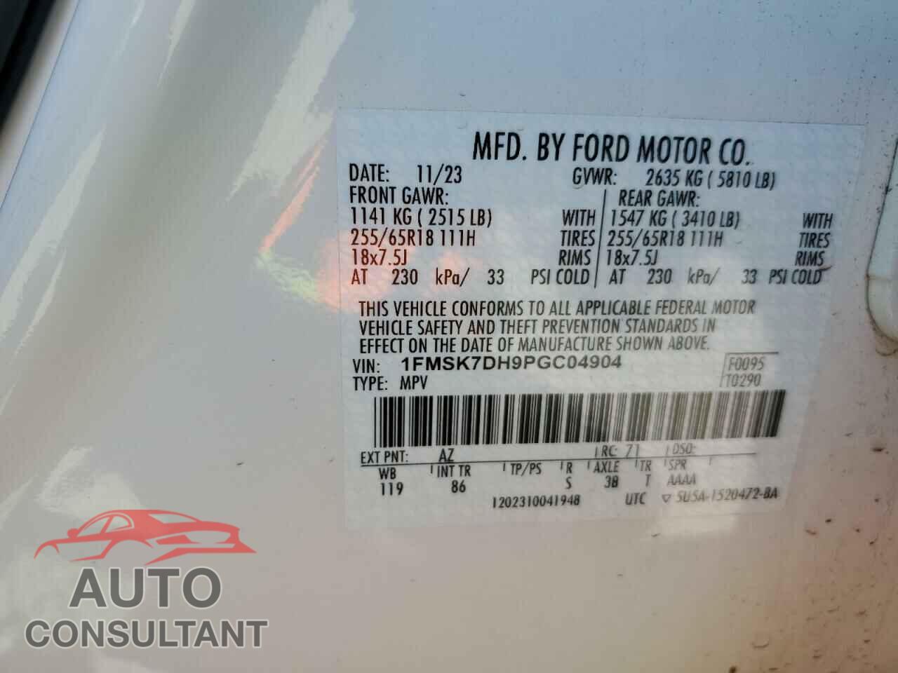 FORD EXPLORER 2023 - 1FMSK7DH9PGC04904