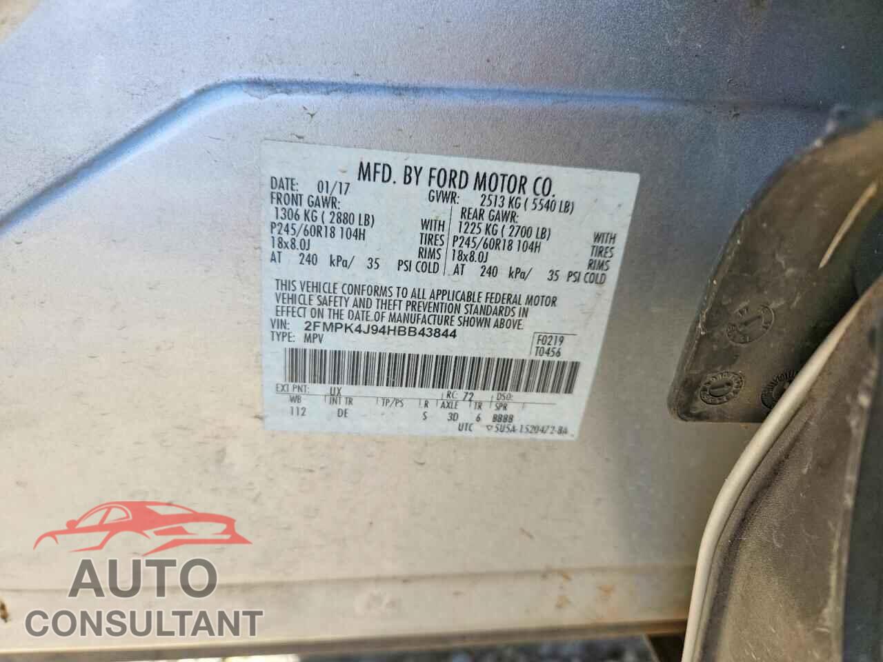 FORD EDGE 2017 - 2FMPK4J94HBB43844