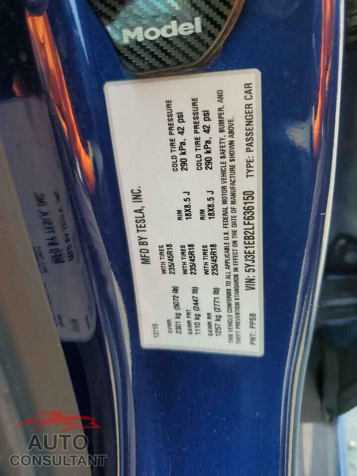 TESLA MODEL 3 2020 - 5YJ3E1EB2LF636150