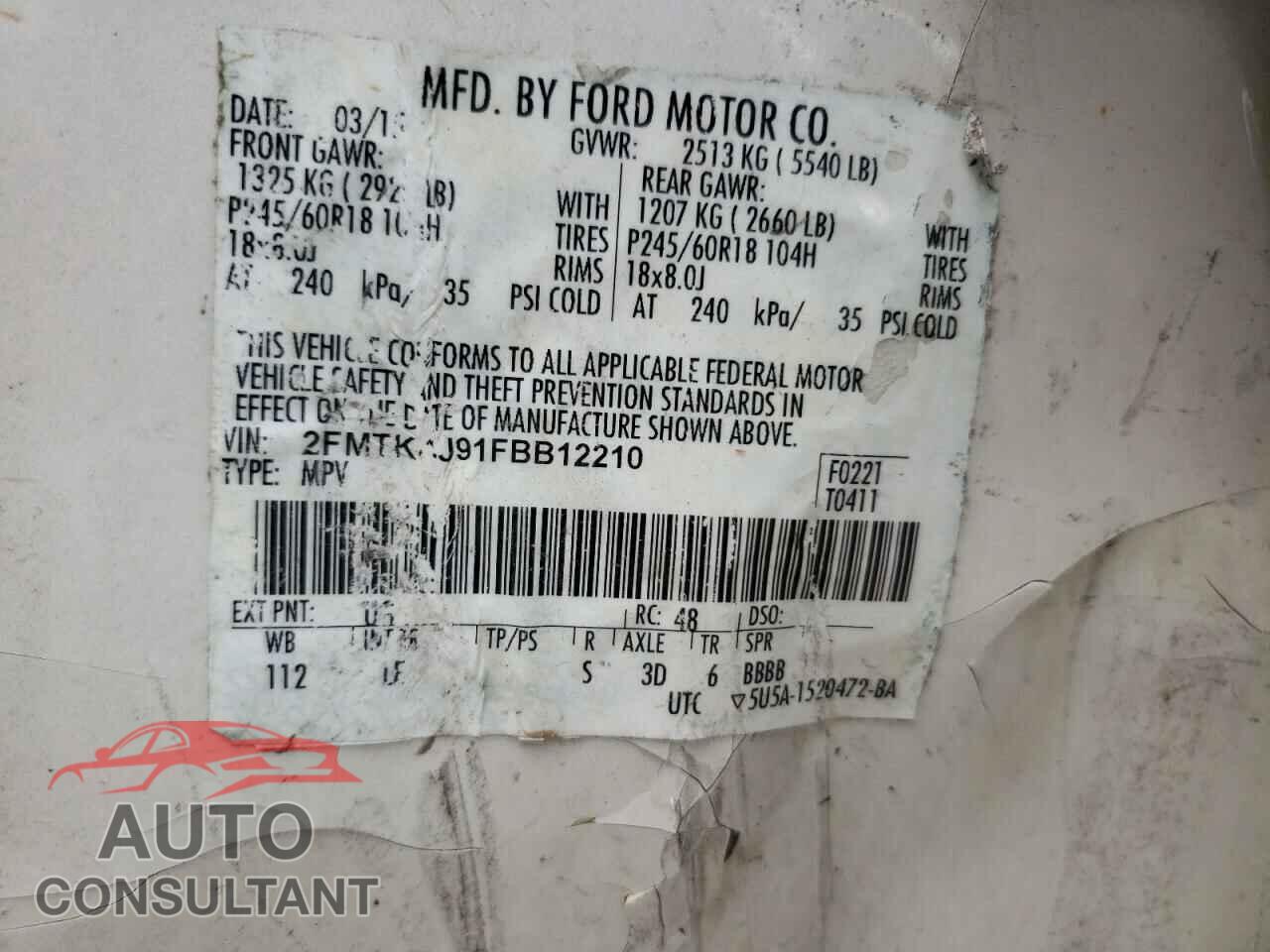 FORD EDGE 2015 - 2FMTK4J91FBB12210
