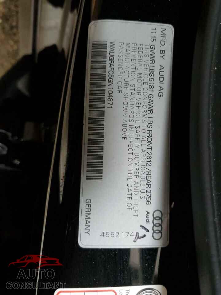 AUDI A6 2016 - WAUGFAFC5GN104871