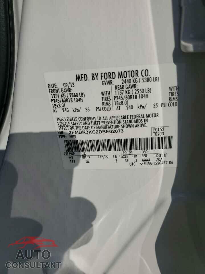 FORD EDGE 2013 - 2FMDK3KC2DBE02073