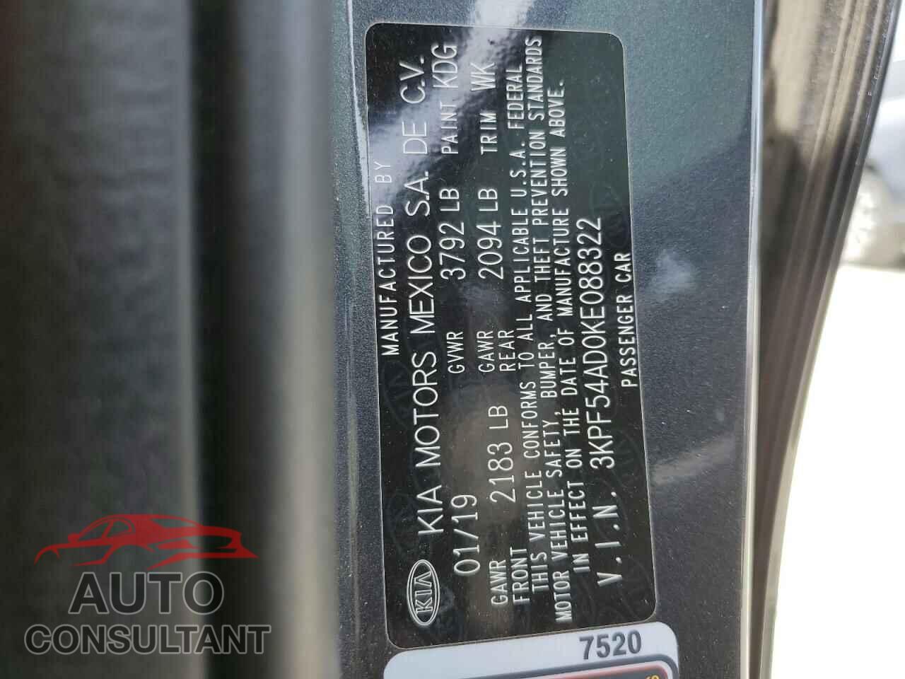 KIA FORTE 2019 - 3KPF54AD0KE088322