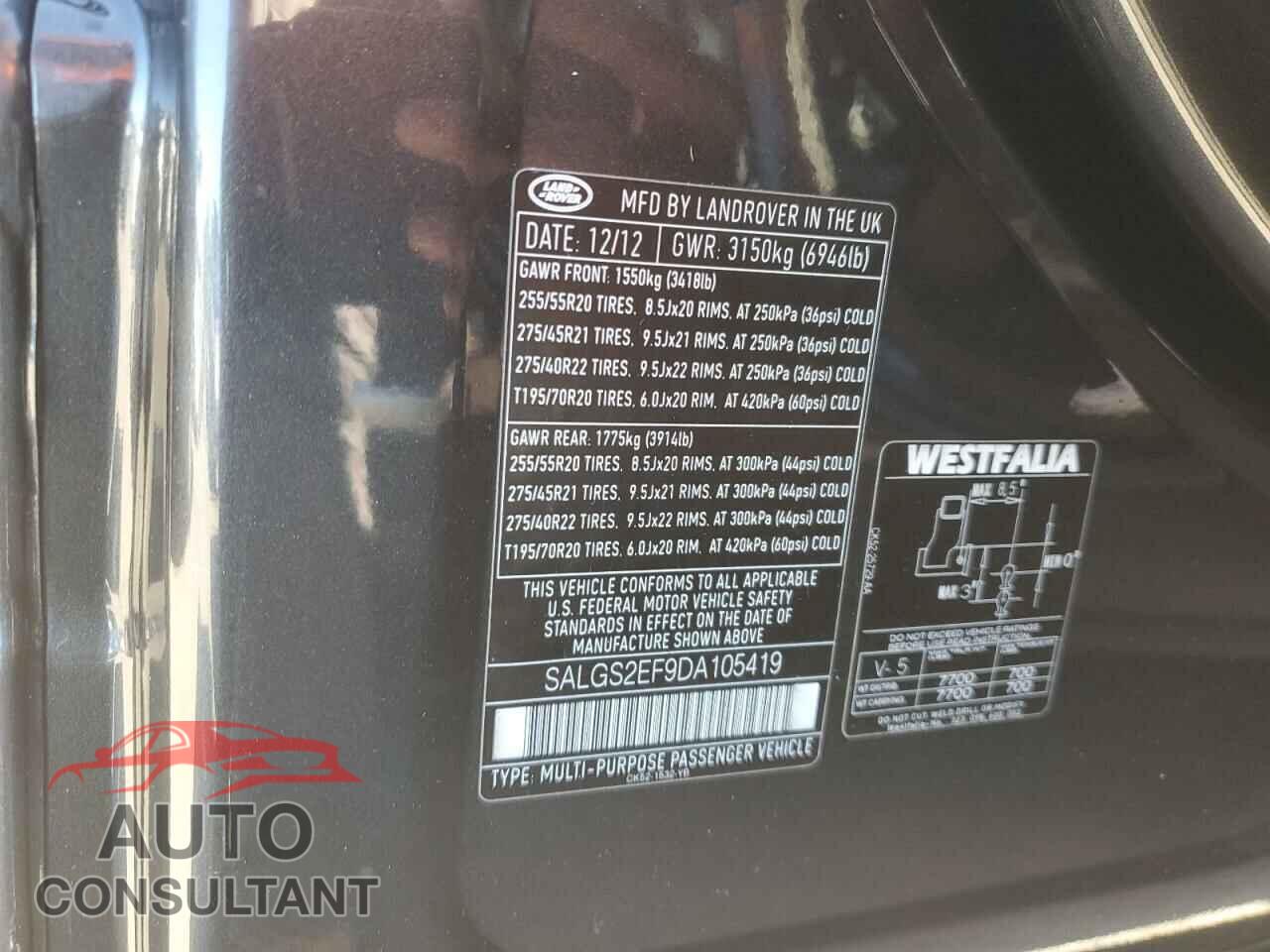 LAND ROVER RANGEROVER 2013 - SALGS2EF9DA105419