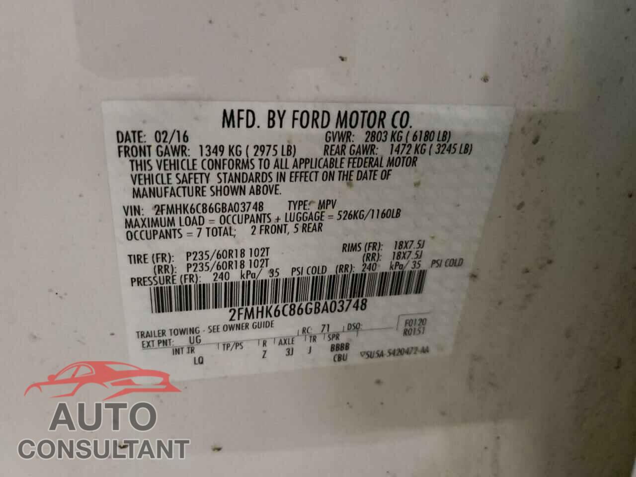 FORD FLEX 2016 - 2FMHK6C86GBA03748