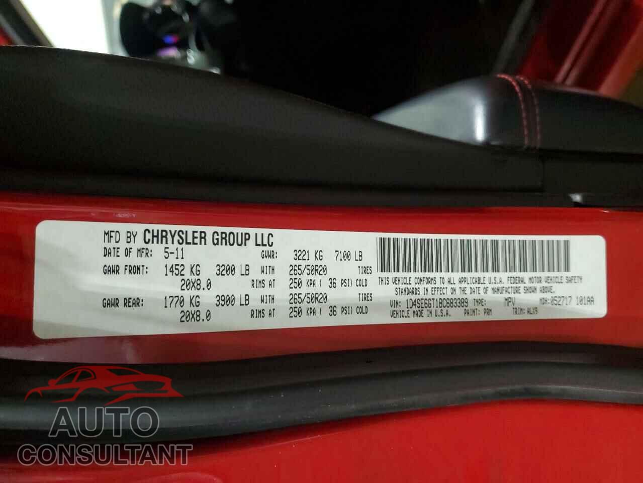 DODGE DURANGO 2011 - 1D4SE6GT1BC683389