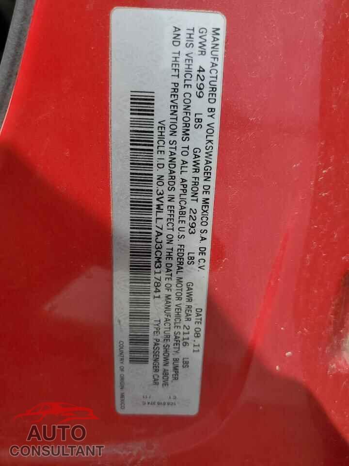 VOLKSWAGEN JETTA 2012 - 3VWLL7AJ3CM317841