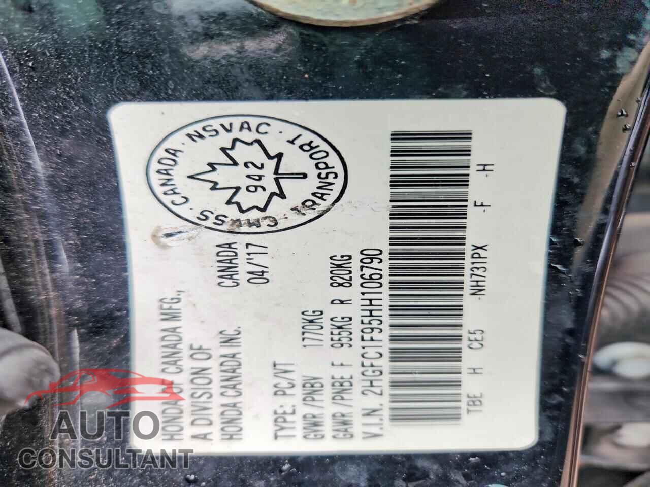 HONDA CIVIC 2017 - 2HGFC1F95HH106790