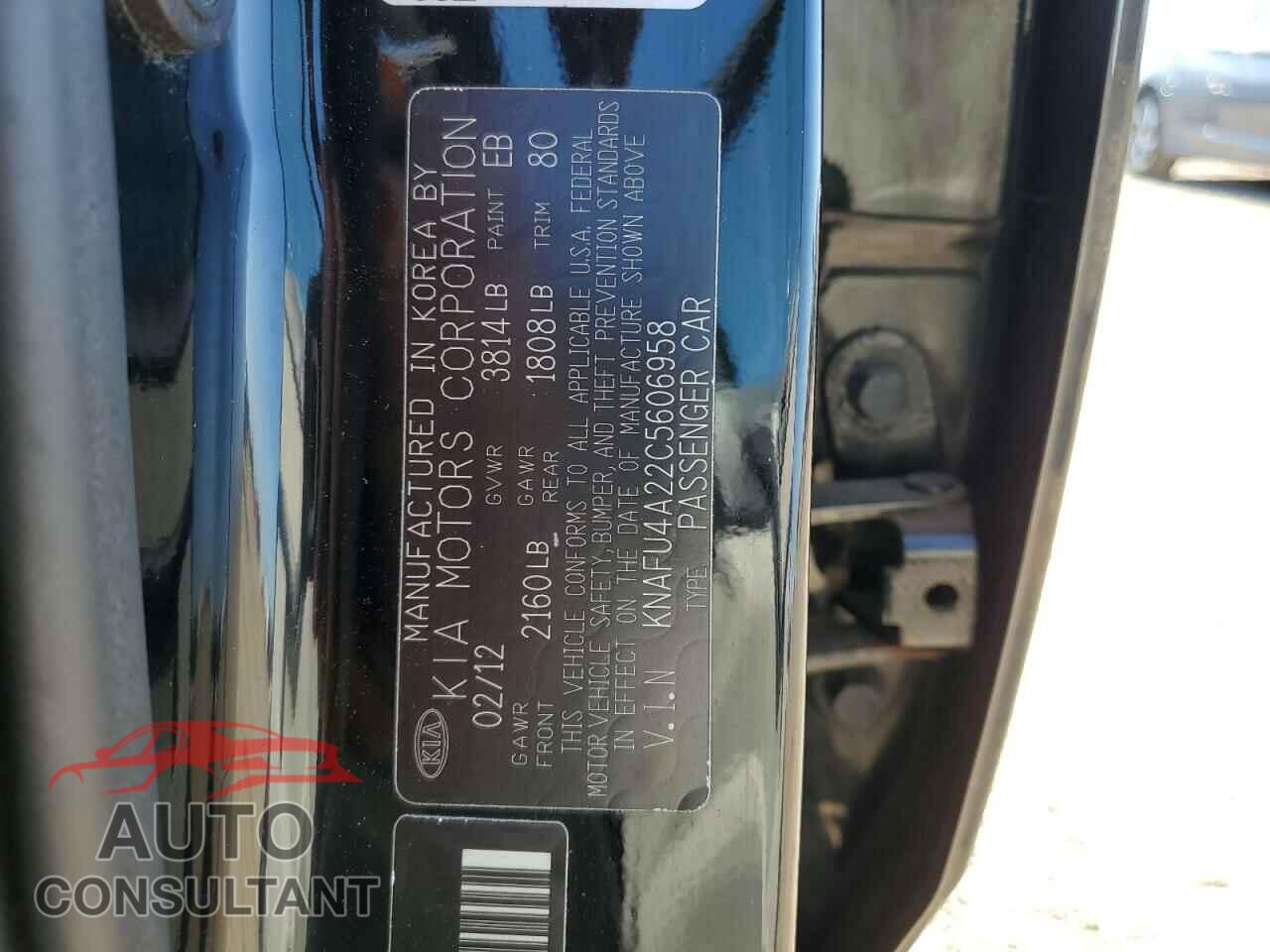 KIA FORTE 2012 - KNAFU4A22C5606958