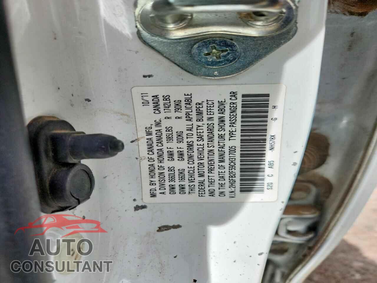 HONDA CIVIC 2012 - 2HGFB2F59CH317005