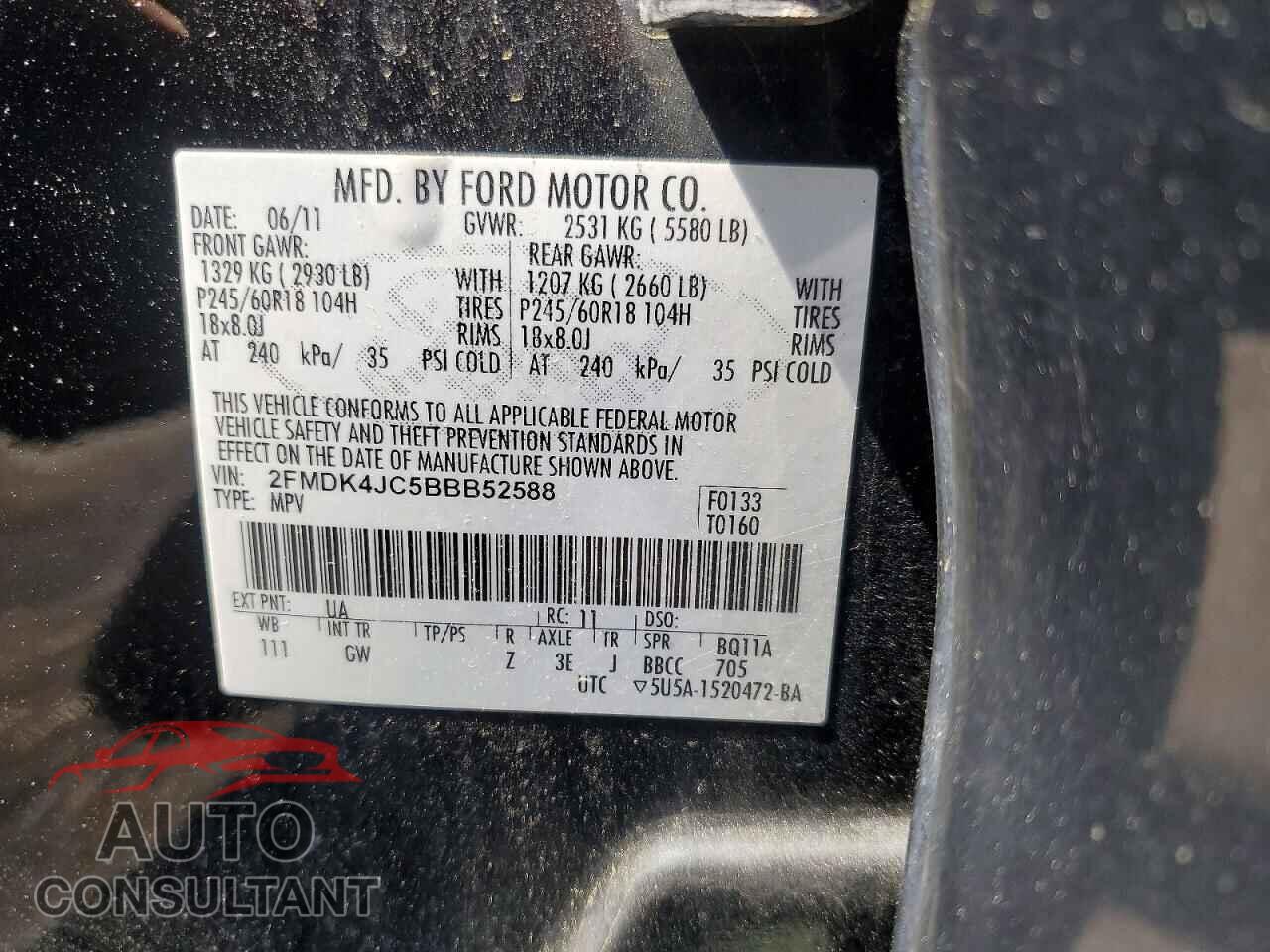 FORD EDGE 2011 - 2FMDK4JC5BBB52588
