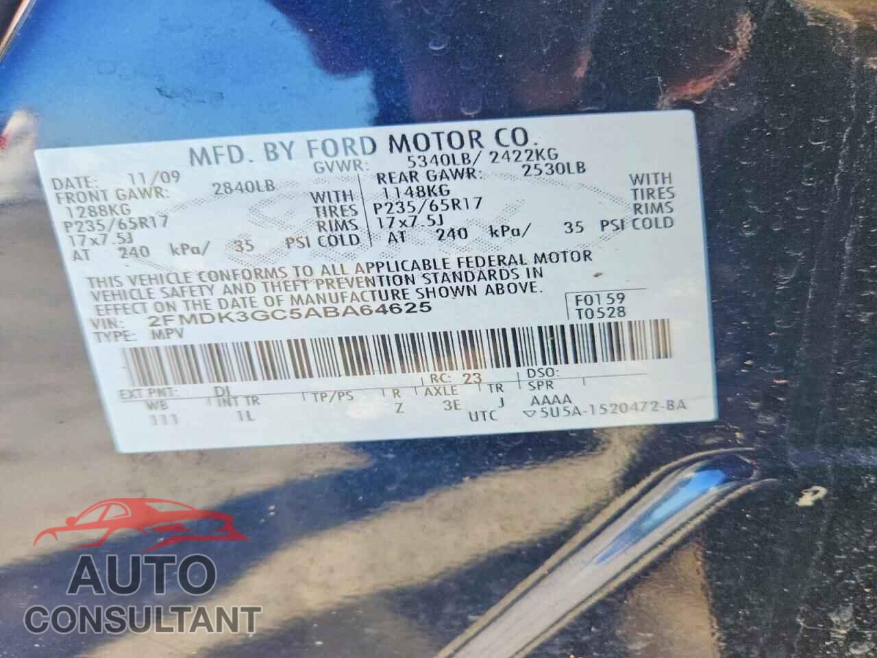 FORD EDGE 2010 - 2FMDK3GC5ABA64625