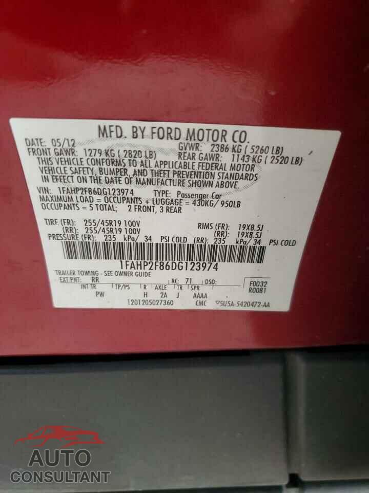 FORD TAURUS 2013 - 1FAHP2F86DG123974