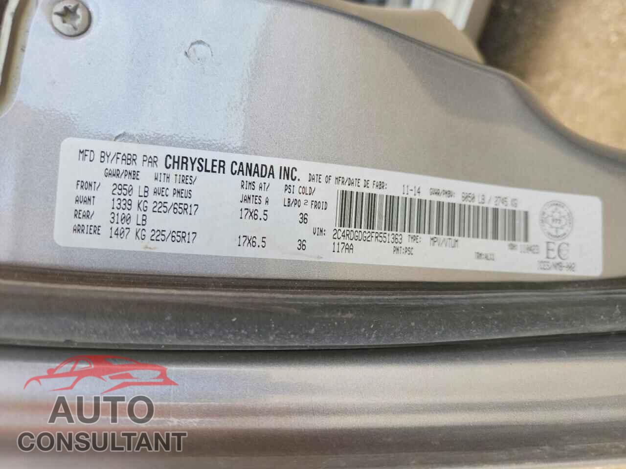 DODGE CARAVAN 2015 - 2C4RDGDG2FR551363