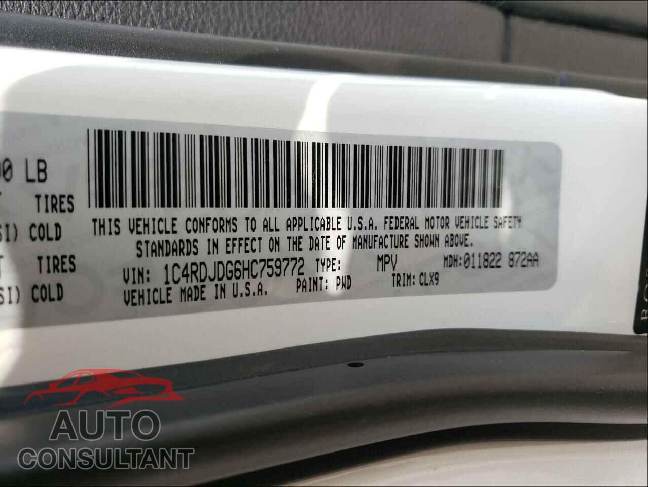 DODGE DURANGO 2017 - 1C4RDJDG6HC759772