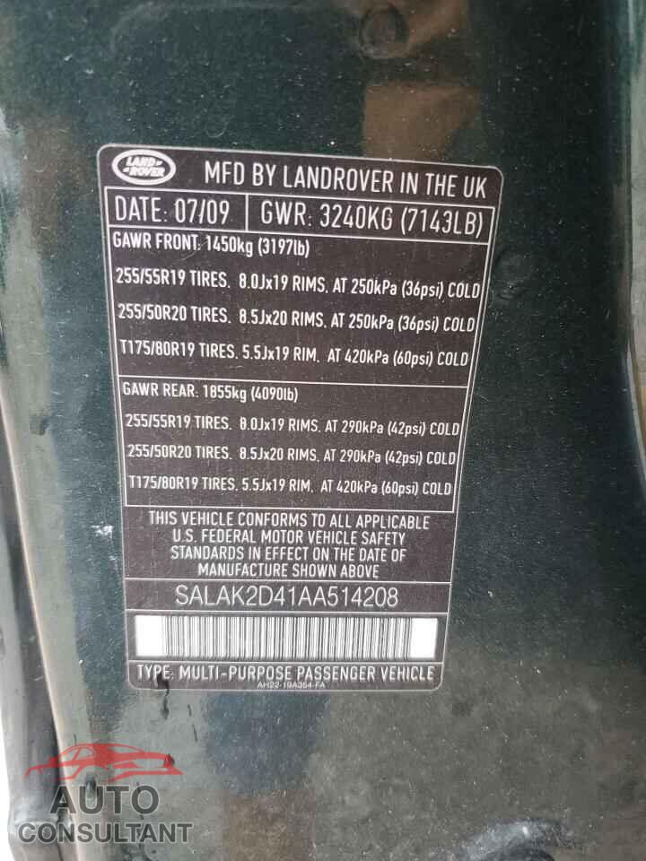 LAND ROVER LR4 2010 - SALAK2D41AA514208
