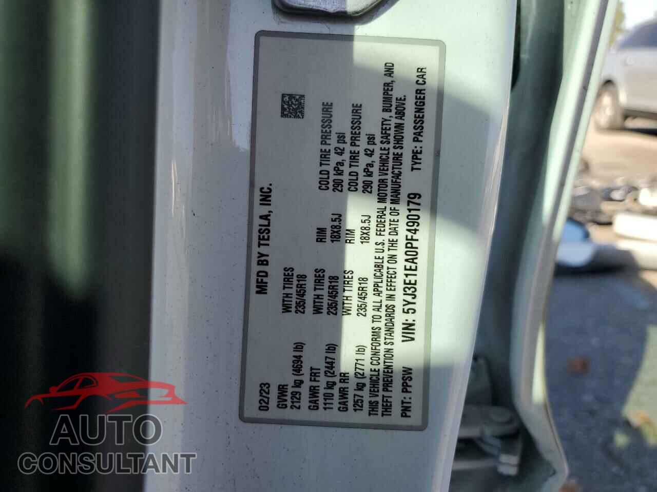 TESLA MODEL 3 2023 - 5YJ3E1EA0PF490179