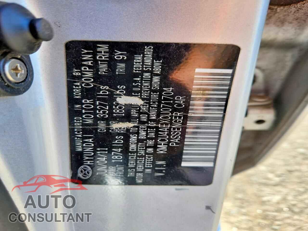 HYUNDAI ACCENT 2012 - KMHCU4AEXCU071704
