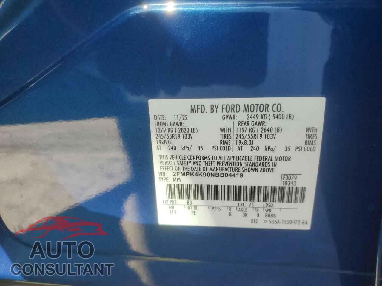 FORD EDGE 2022 - 2FMPK4K90NBB04419