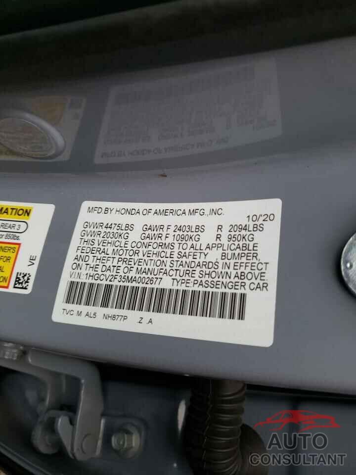 HONDA ACCORD 2021 - 1HGCV2F35MA002677