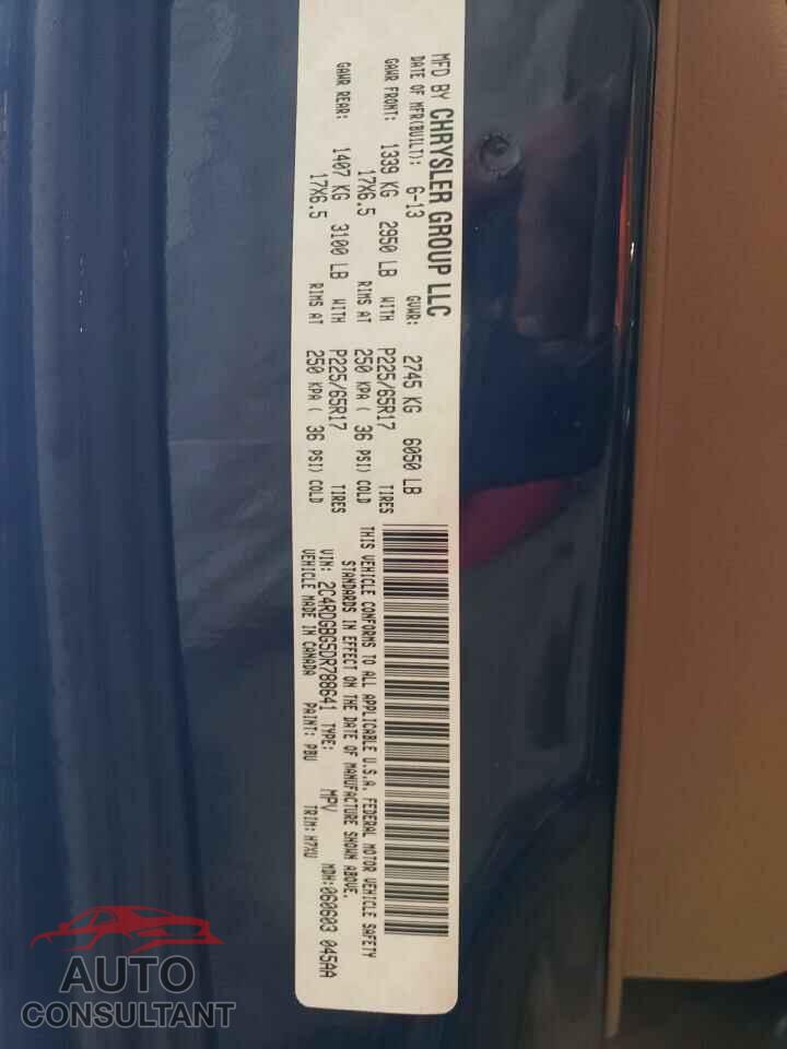 DODGE CARAVAN 2013 - 2C4RDGBG5DR788641