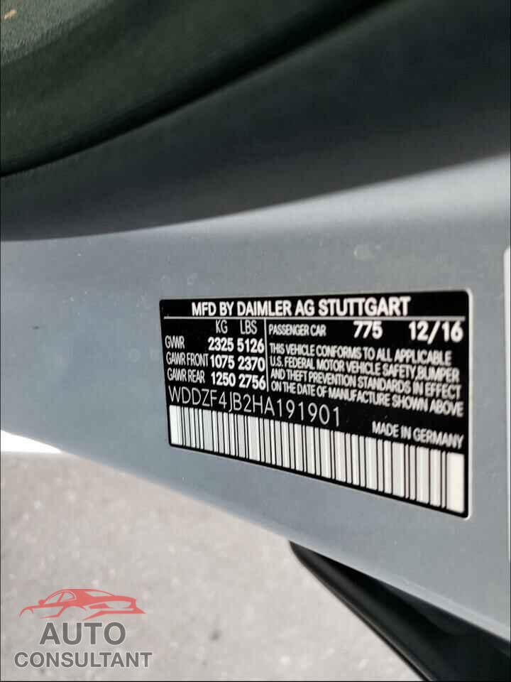 MERCEDES-BENZ E CLASS 2017 - WDDZF4JB2HA191901