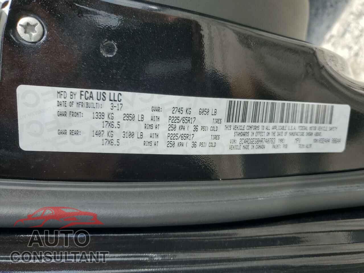 DODGE CARAVAN 2017 - 2C4RDGEG8HR740763