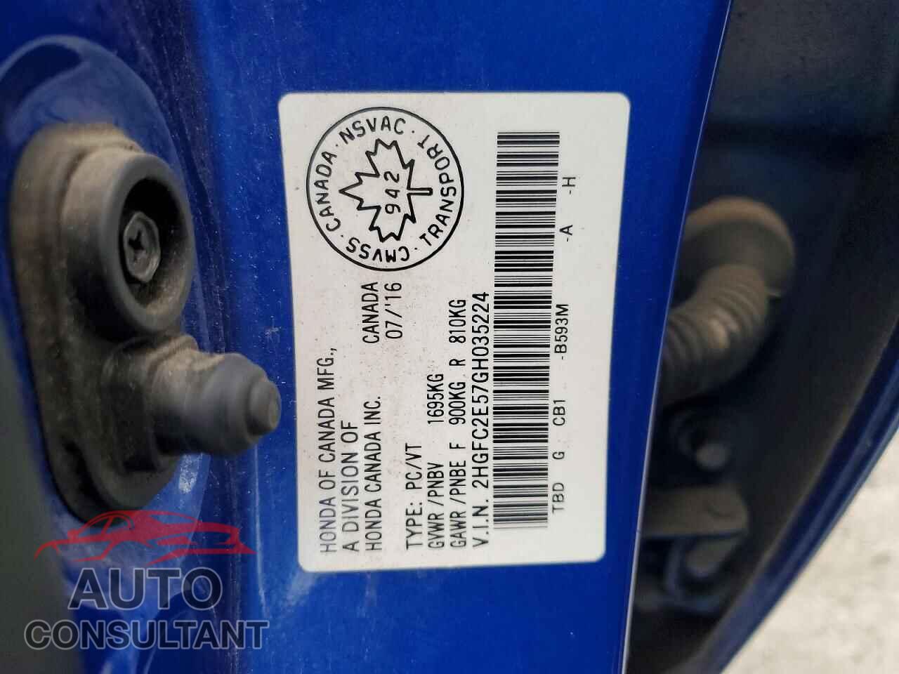 HONDA CIVIC 2016 - 2HGFC2E57GH035224