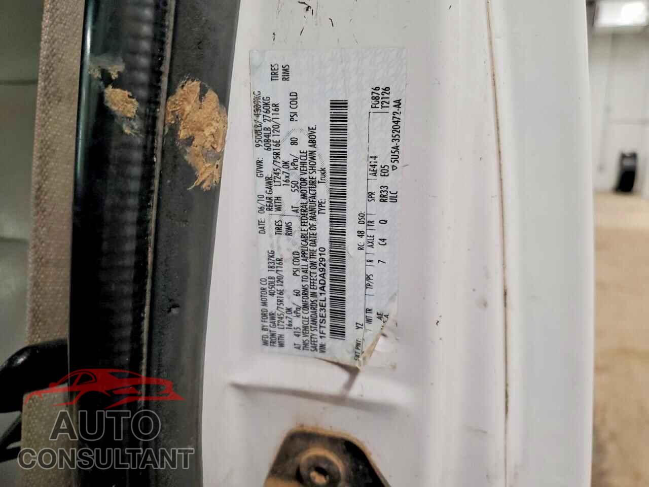 FORD ECONOLINE 2010 - 1FTSE3EL1ADA92910