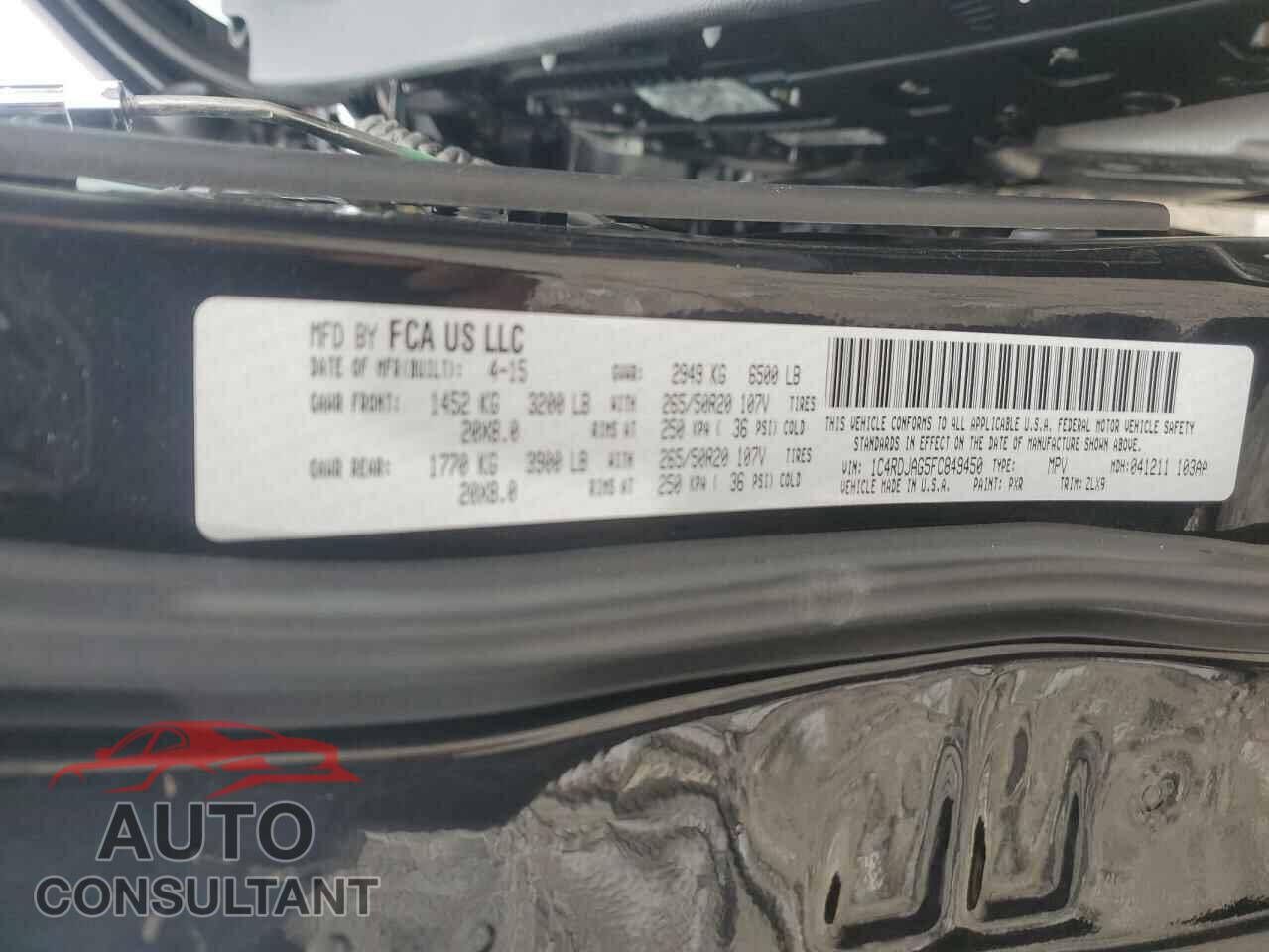 DODGE DURANGO 2015 - 1C4RDJAG5FC849450