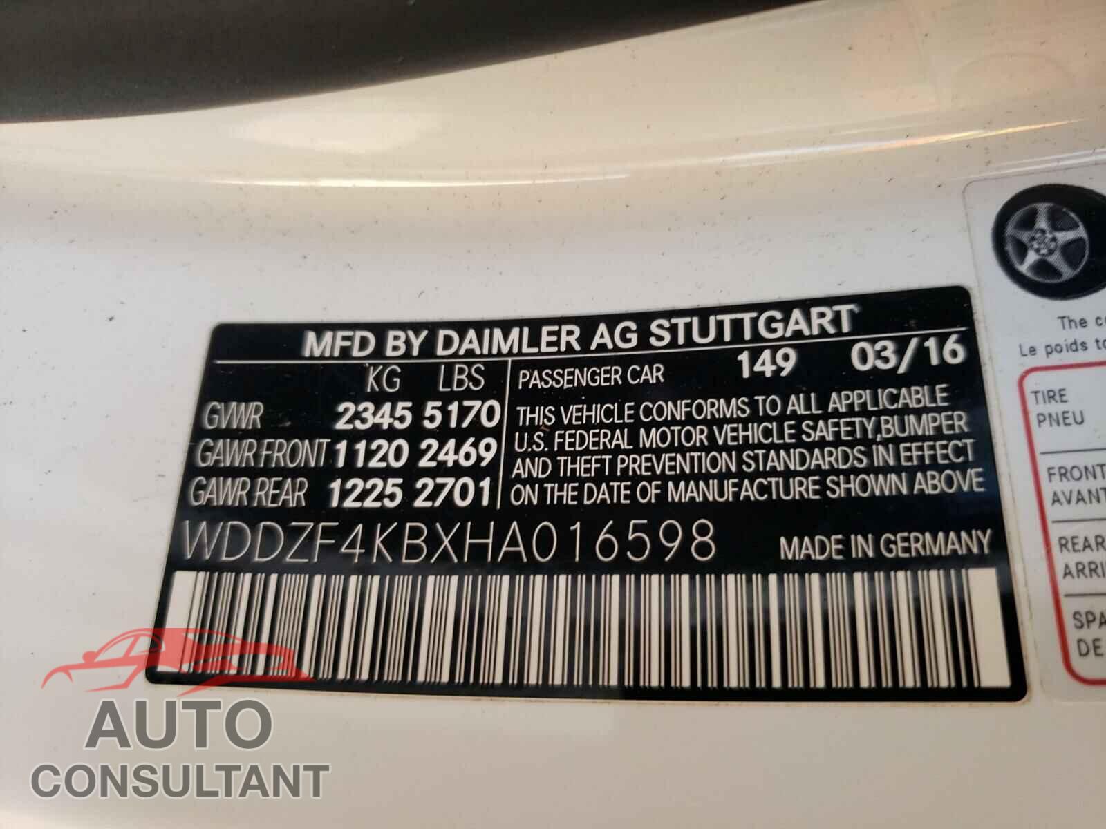 MERCEDES-BENZ E CLASS 2017 - WDDZF4KBXHA016598