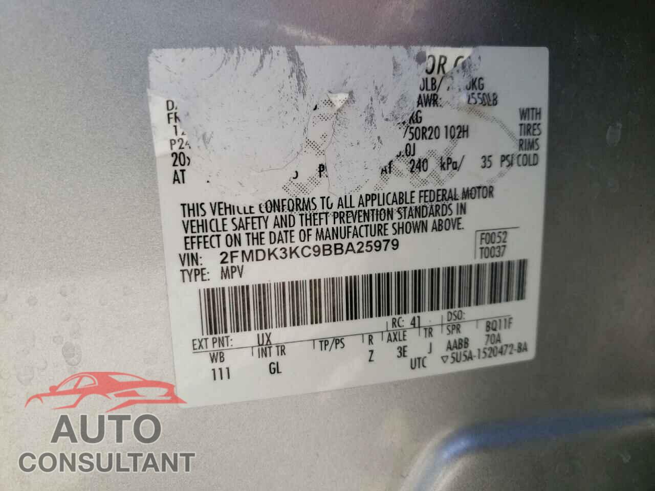 FORD EDGE 2011 - 2FMDK3KC9BBA25979