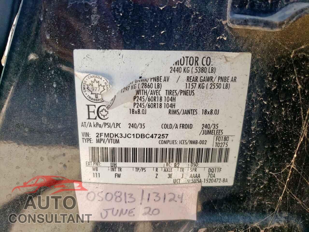 FORD EDGE 2013 - 2FMDK3JC1DBC47257