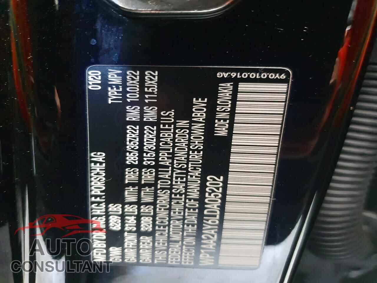 PORSCHE CAYENNE 2020 - WP1AA2AY6LDA05202