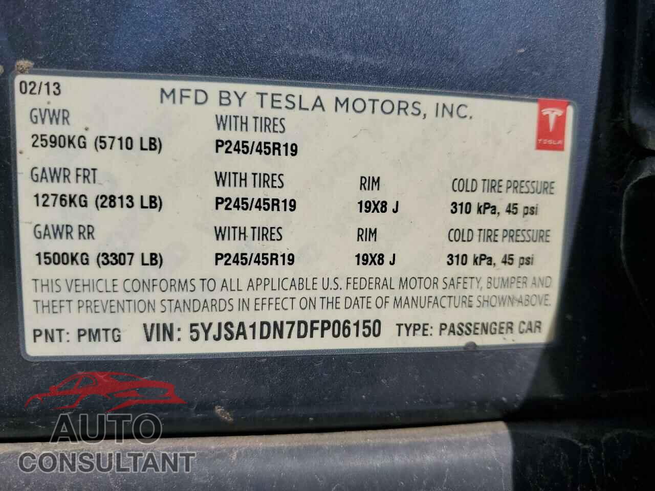 TESLA MODEL S 2013 - 5YJSA1DN7DFP06150