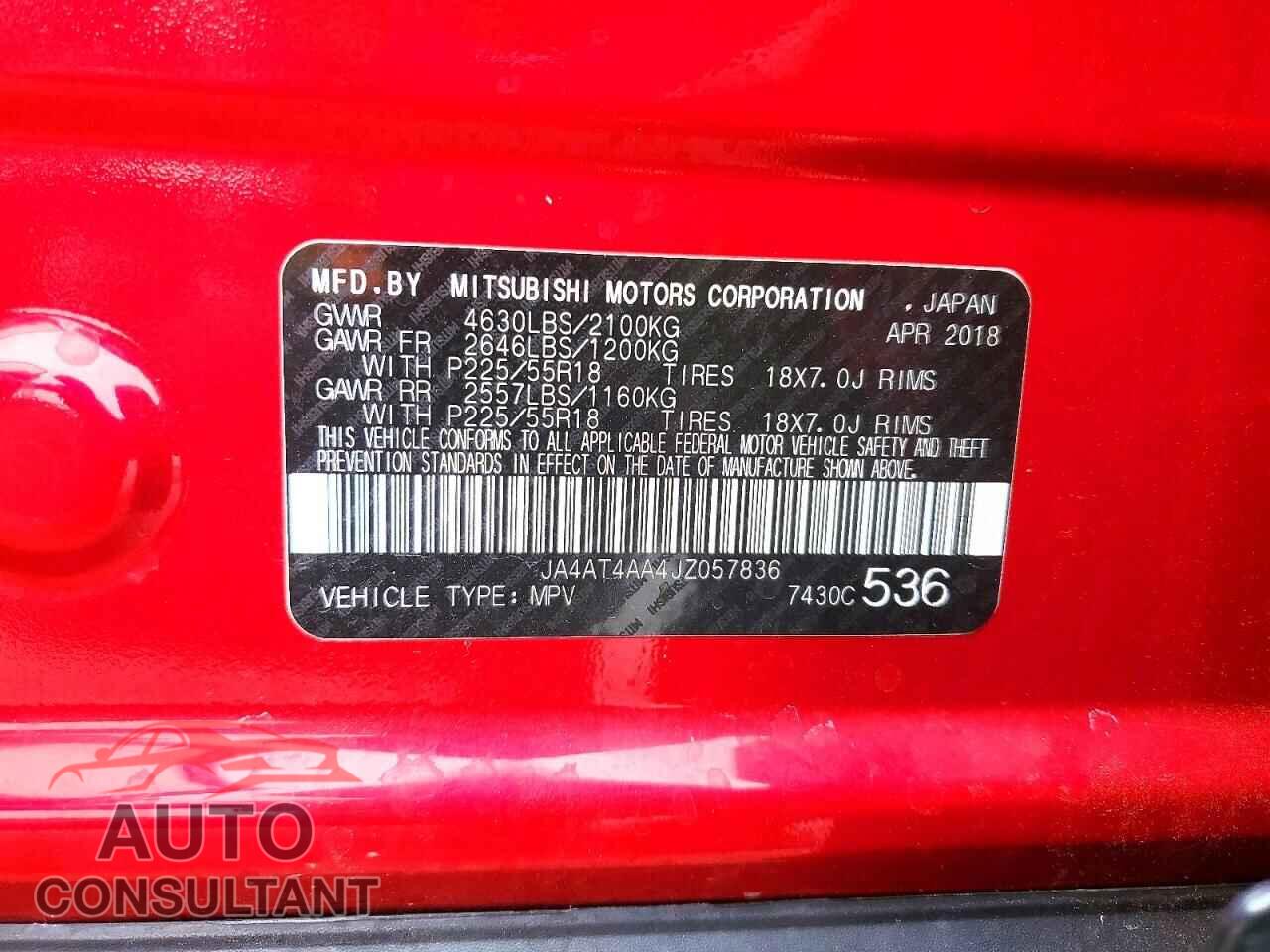 MITSUBISHI ECLIPSE 2018 - JA4AT4AA4JZ057836
