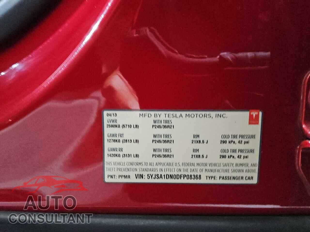 TESLA MODEL S 2013 - 5YJSA1DN0DFP08368