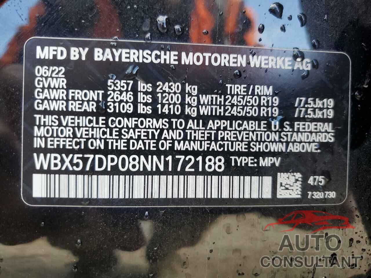 BMW X3 2022 - WBX57DP08NN172188