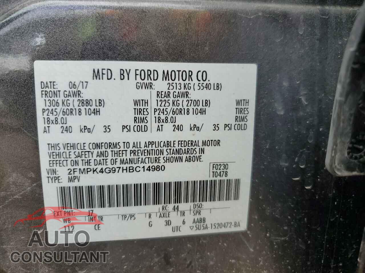 FORD EDGE 2017 - 2FMPK4G97HBC14980