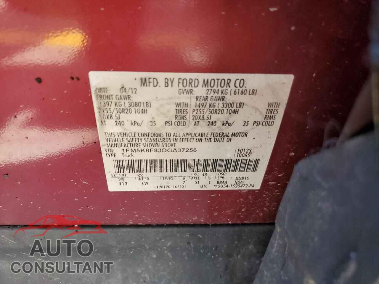 FORD EXPLORER 2013 - 1FM5K8F83DGA37256