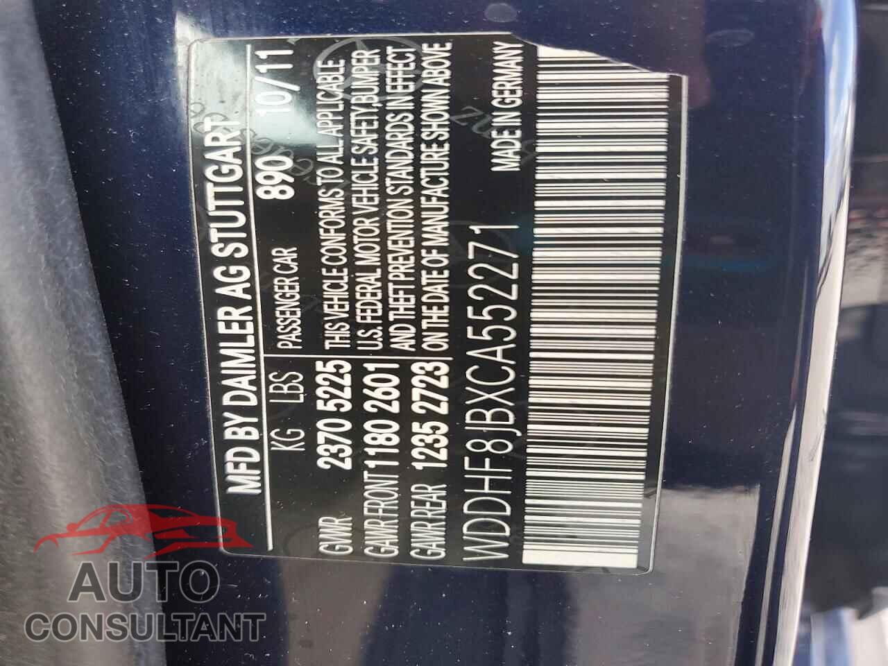 MERCEDES-BENZ E-CLASS 2012 - WDDHF8JBXCA552271